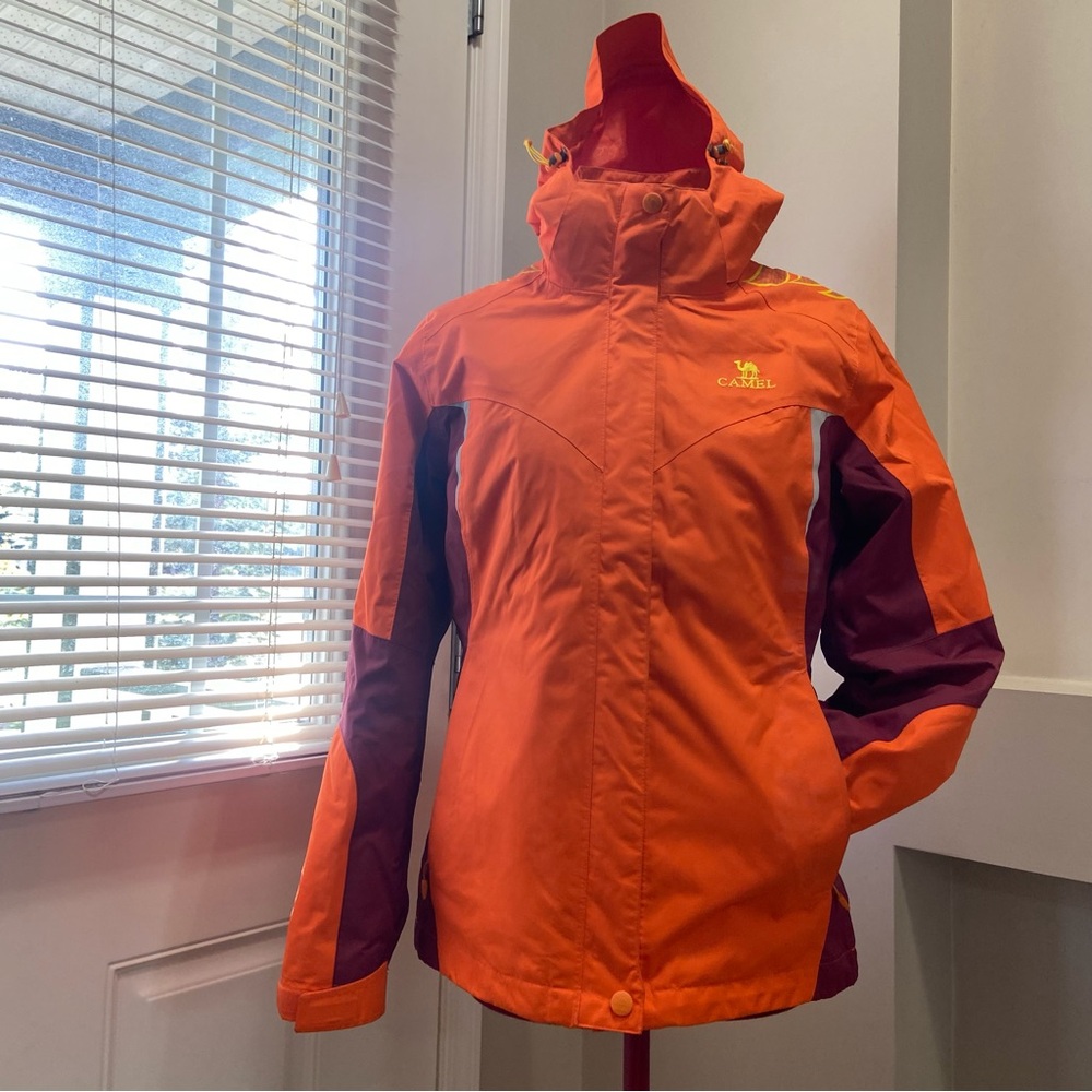 Camel Women's Vibrant Orange and Deep Purple Ski Jacket